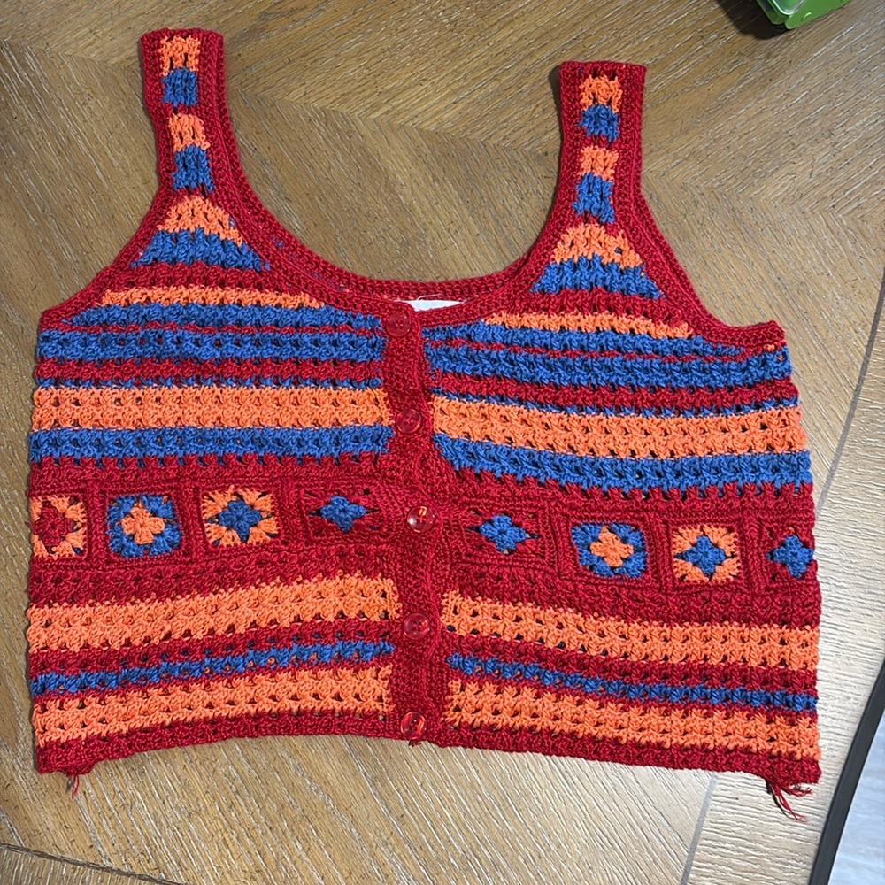 COTTON EMPORIUM colorful knit tank top